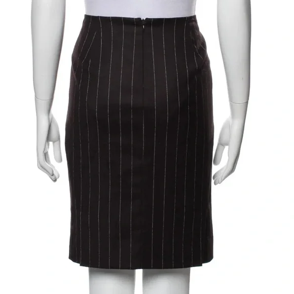 Theory Striped wool blend knee length pencil skirt in brown workwear - Picture 2 of 12